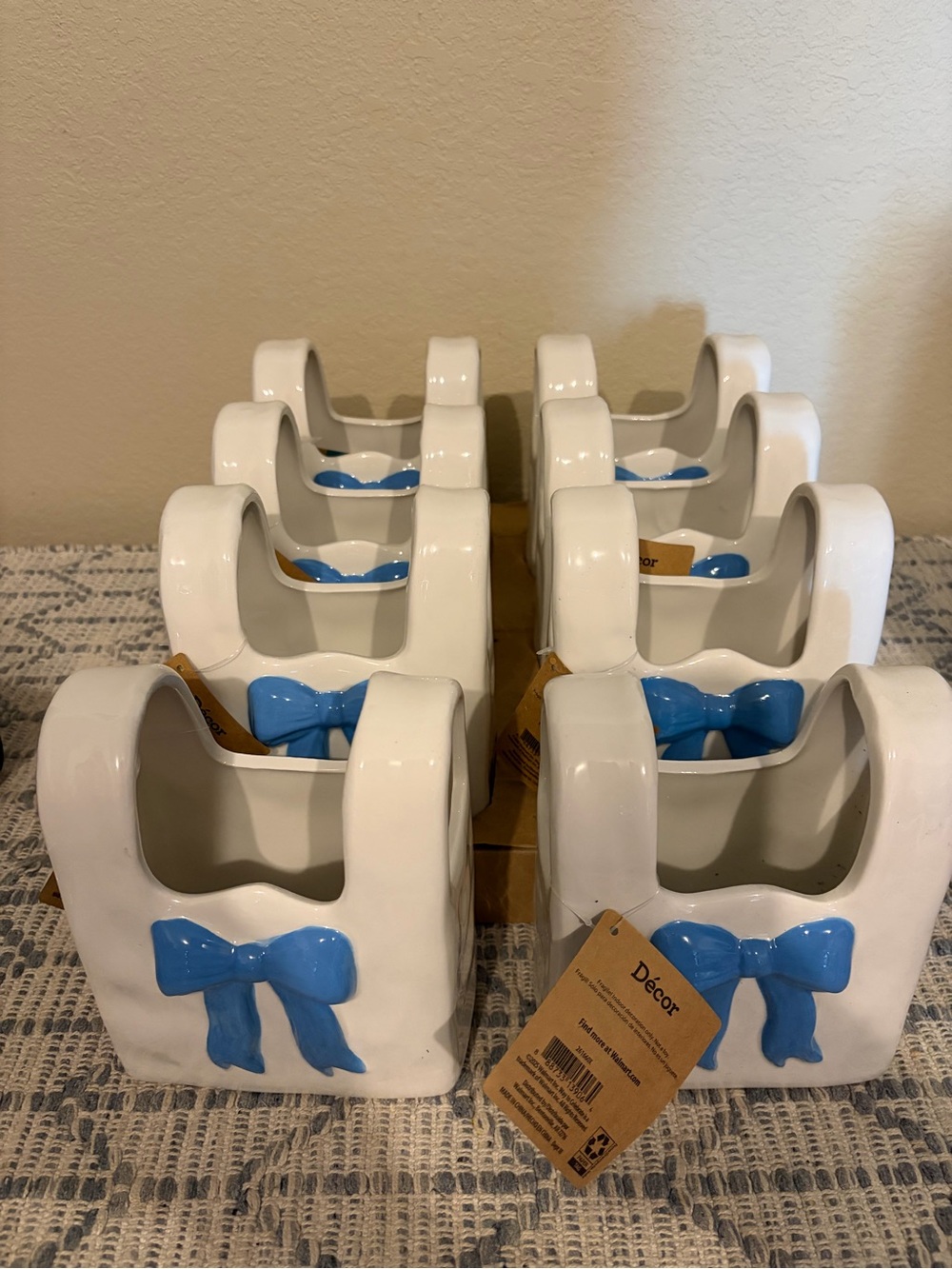 New 8 centerpiece vases with Blue Bow -